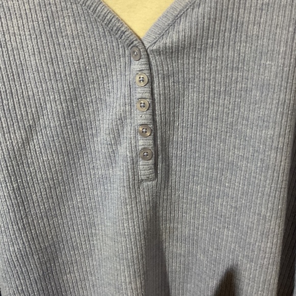 Fashion Bug Light Blue Ribbed Long Sleeve Henley Top - Picture 2 of 6